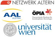 Logos der Veranstalter: AAL Austria, Netzwerk Altern, ÖPIA und Universität Wien Institut für Soziologie